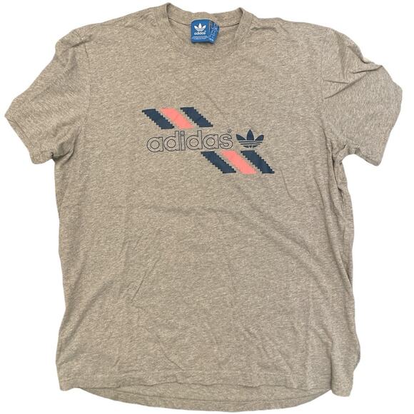 Adidas Soft Grey Three Stripe Short Sleeve T-Shirt size XL - Picture 1 of 8